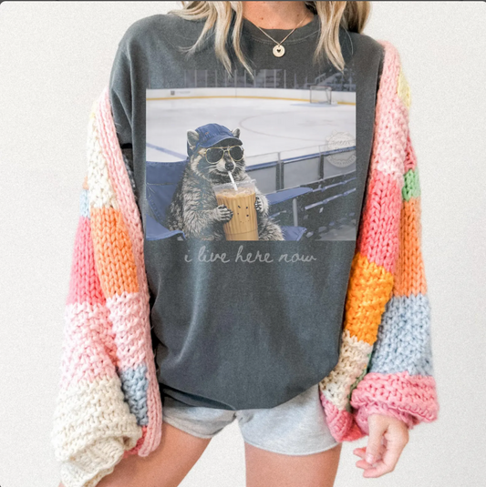 I live here now - hockey t-shirt