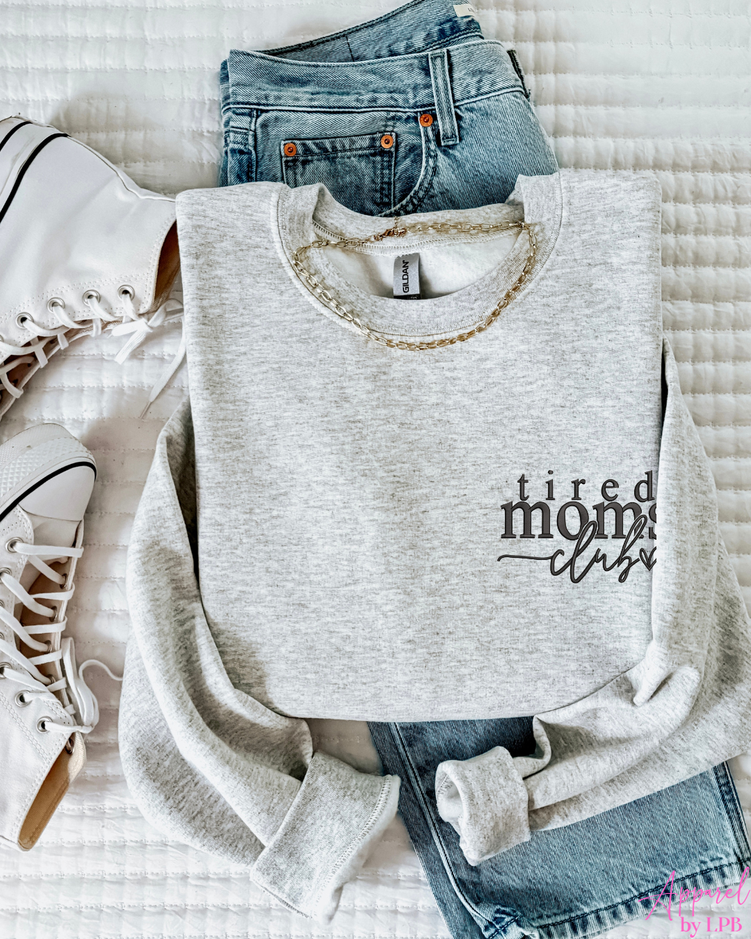 Tired Moms Club Embroidered Crew
